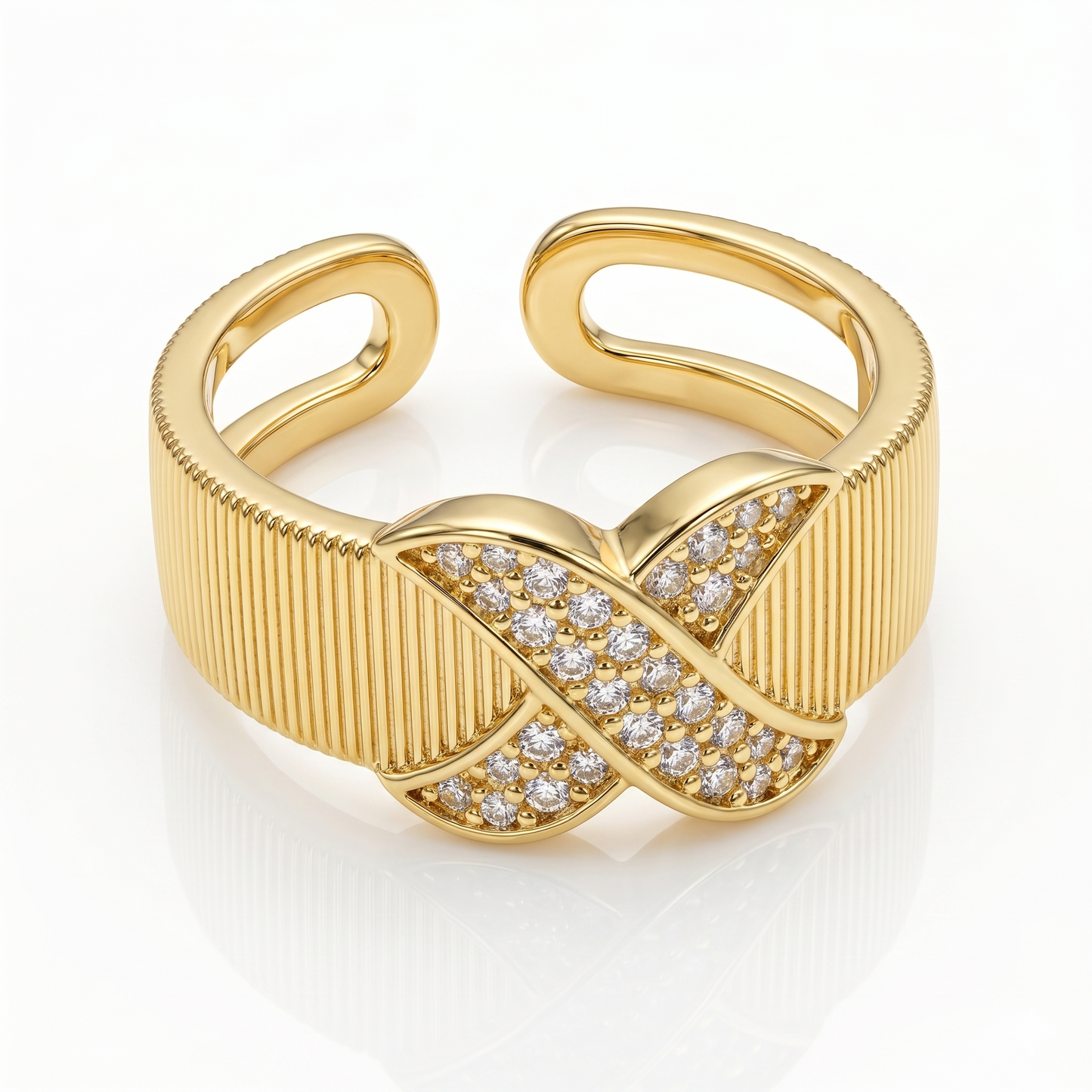 Crossover Ribbed Statement Ring