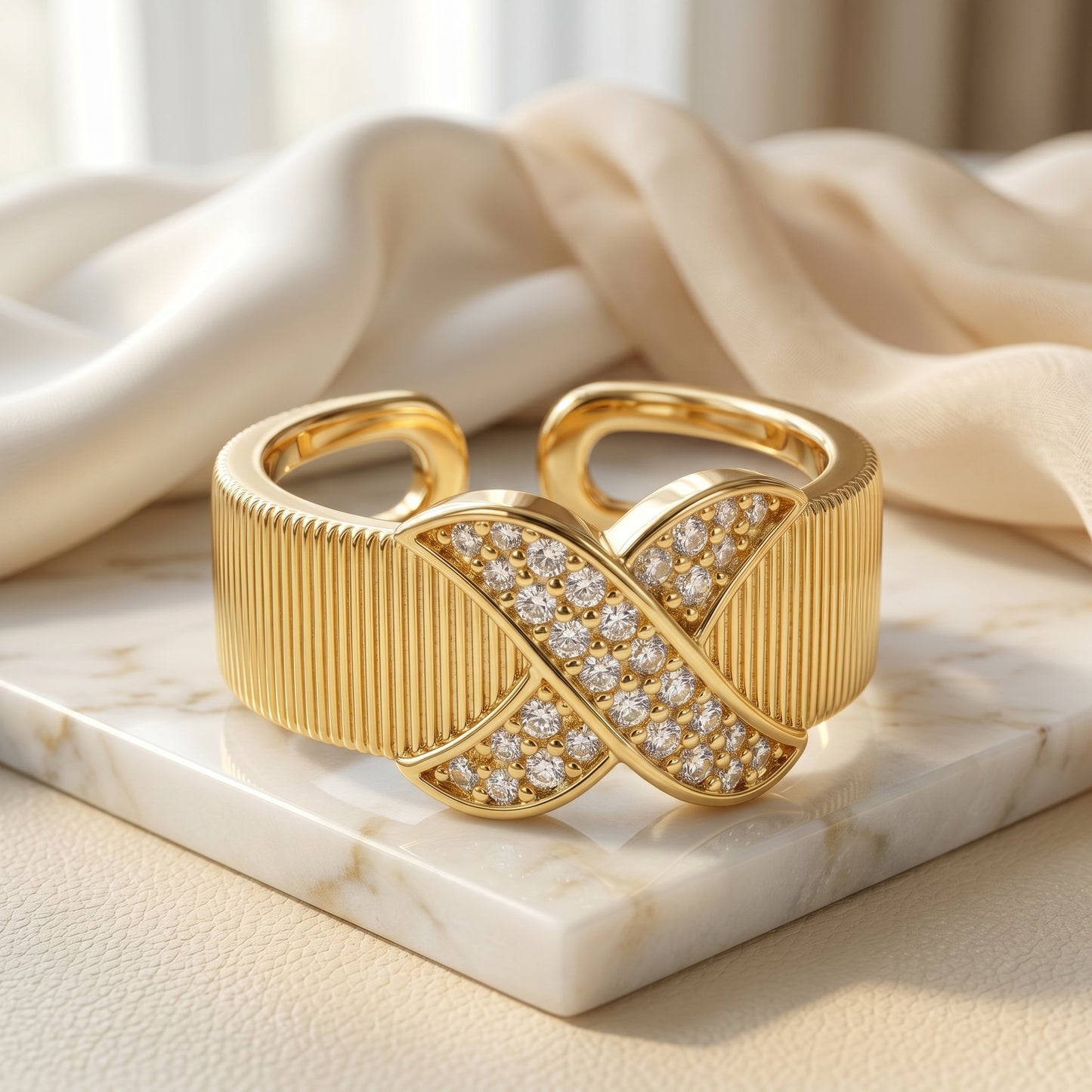 Crossover Ribbed Statement Ring