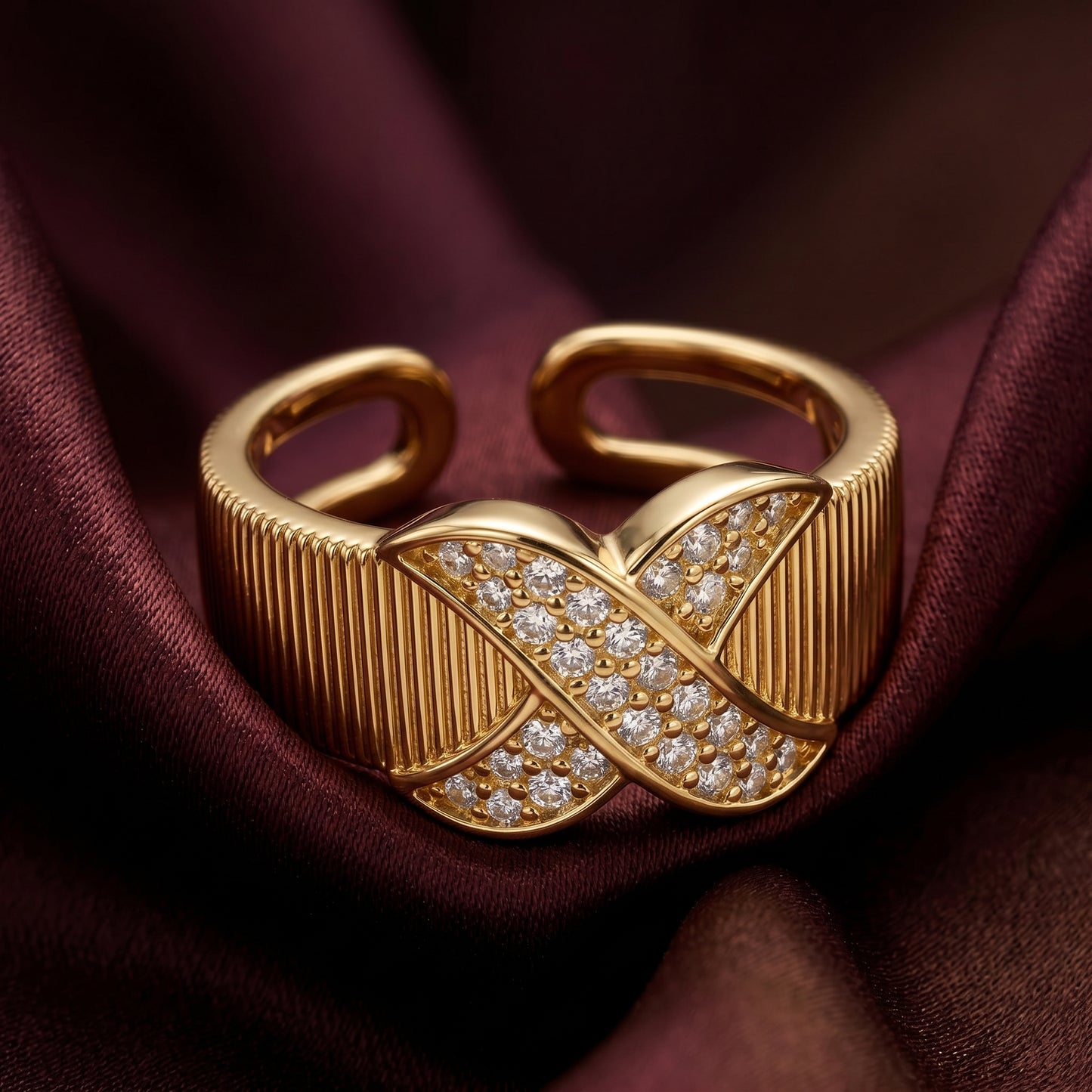 Crossover Ribbed Statement Ring