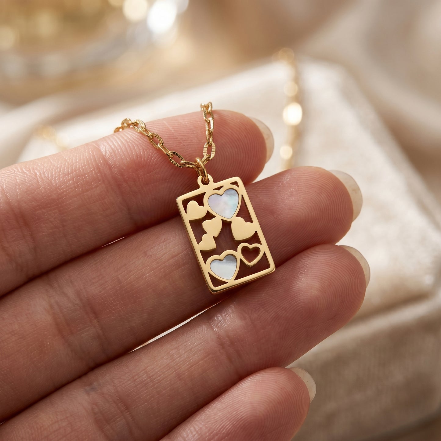 Rectangular Heart Pendant Necklace