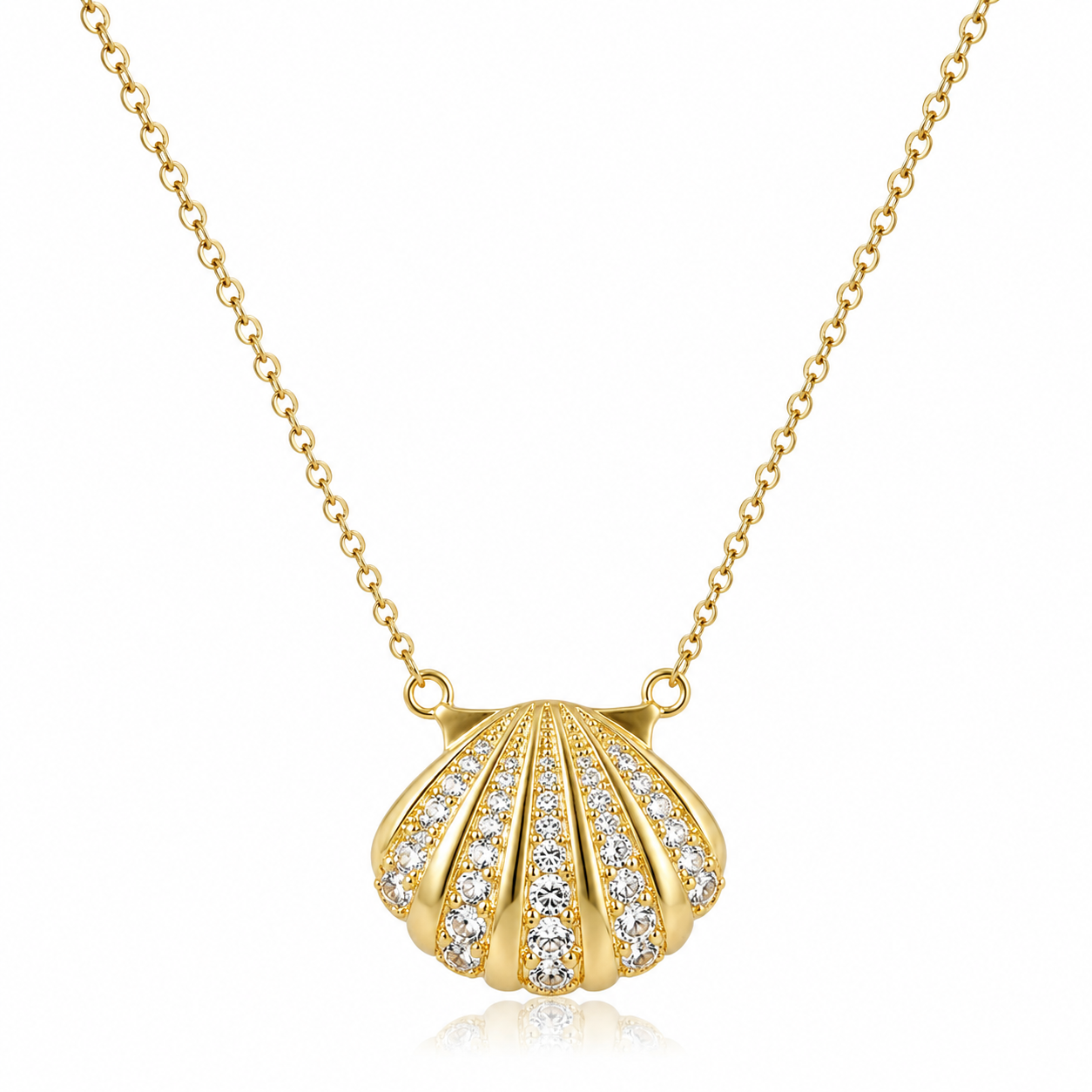 Seashell Motif Chain and Studs Set