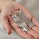 Silver-Tone Mesh Tassel Drop Hoop Earrings