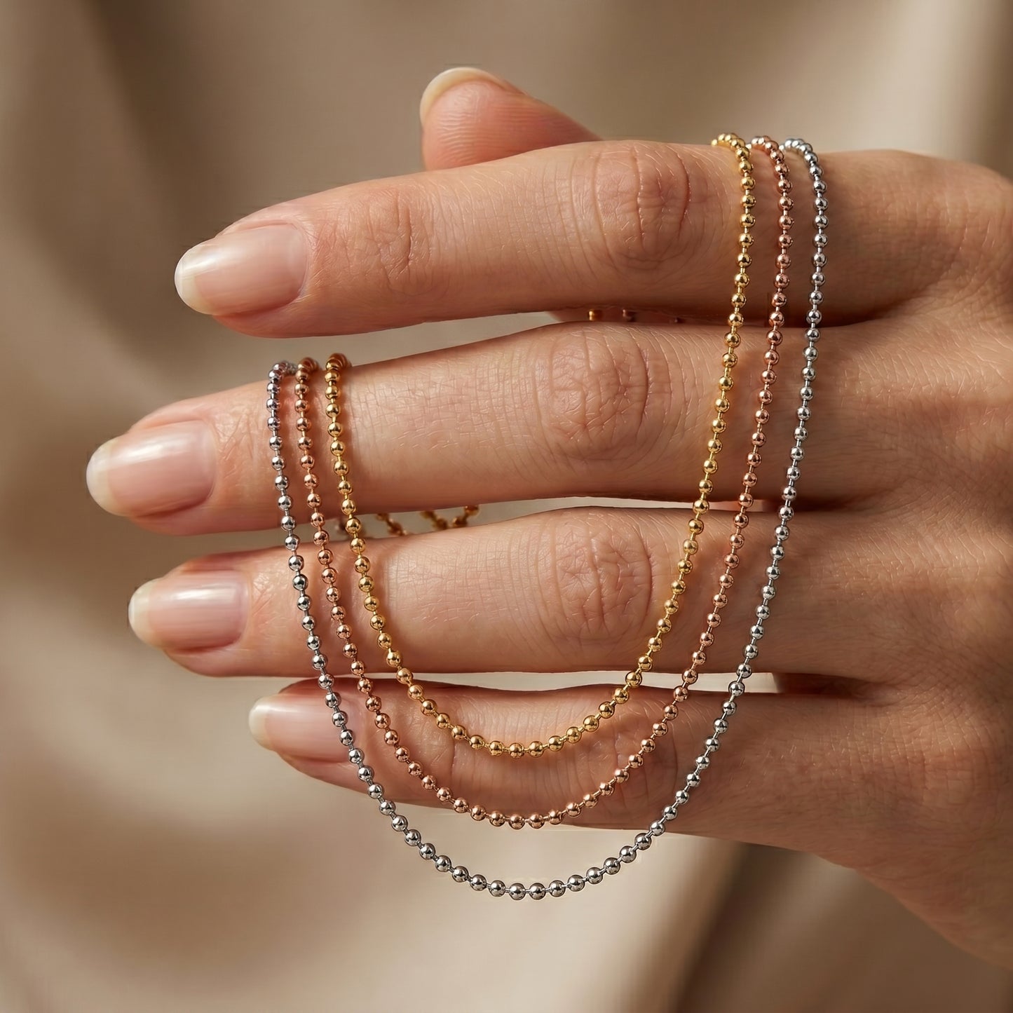 Tri-Tone Multi-Strand Ball Chain