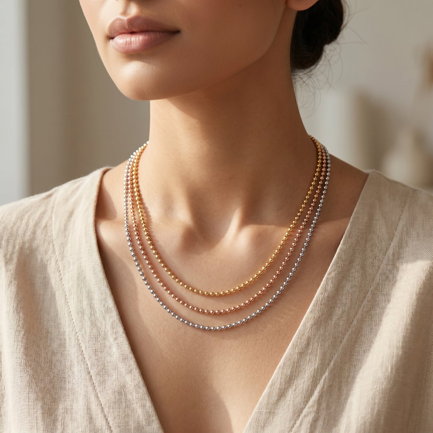 Tri-Tone Multi-Strand Ball Chain