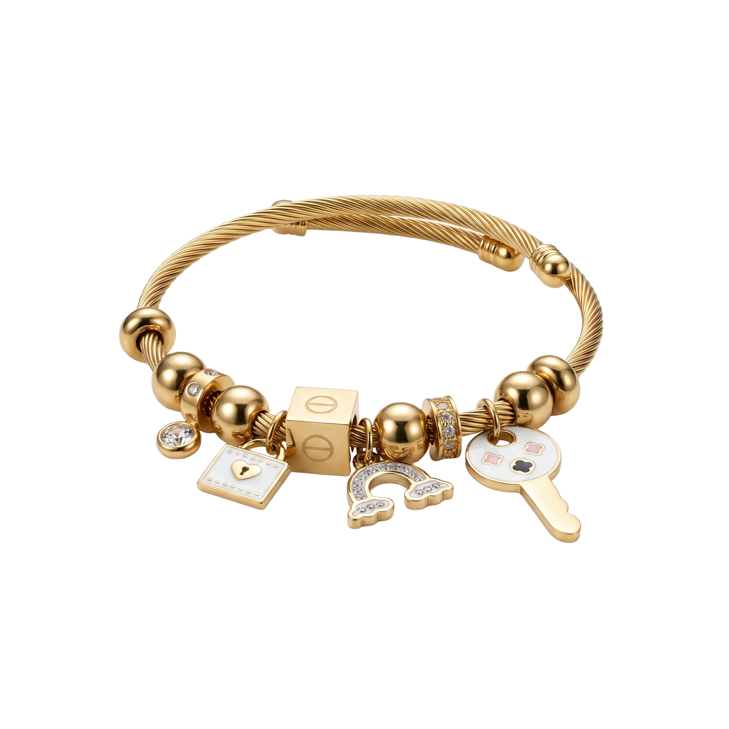 Twisted Cable Charm Kada Bracelet