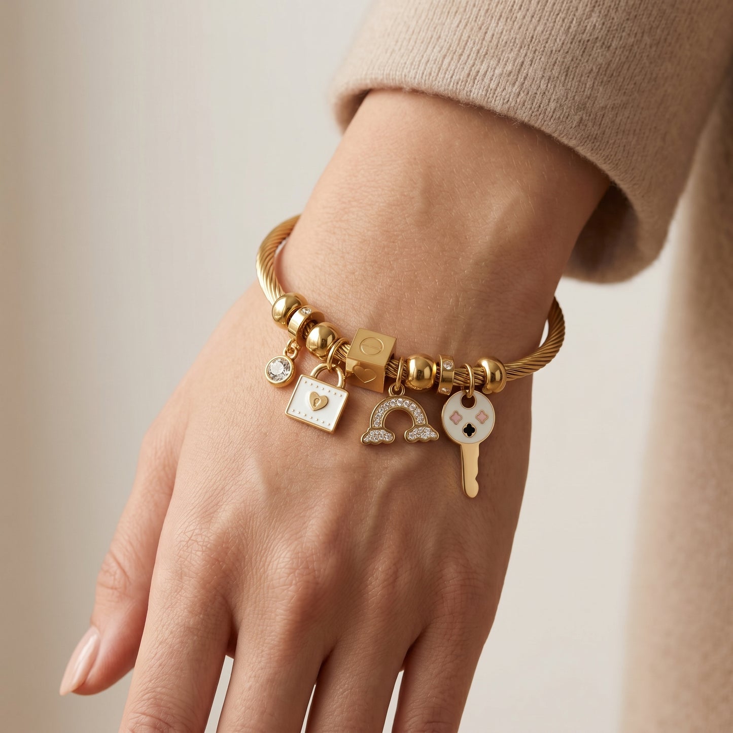 Twisted Cable Charm Kada Bracelet