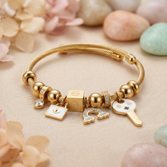 Twisted Cable Charm Kada Bracelet