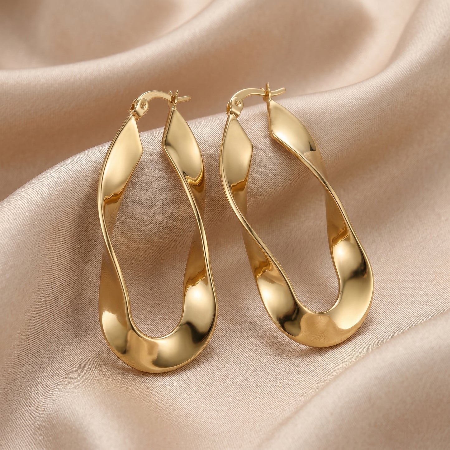 Twisted Ribbon Contour Hoop Earrings