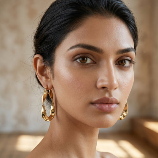 Twisted Ribbon Contour Hoop Earrings