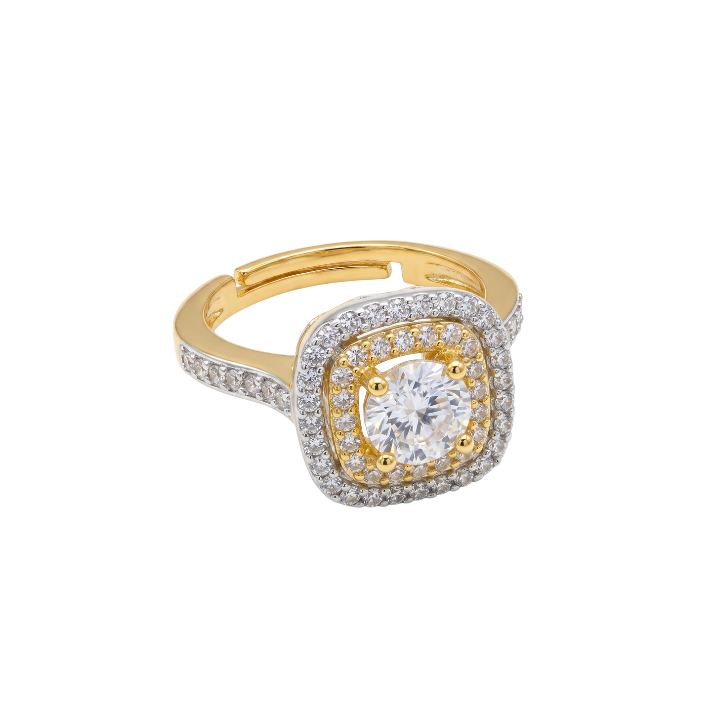 Two-Tone Double Halo Statement Ring