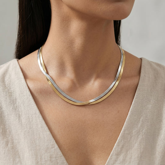 Two-Tone Twisted Herringbone Chain