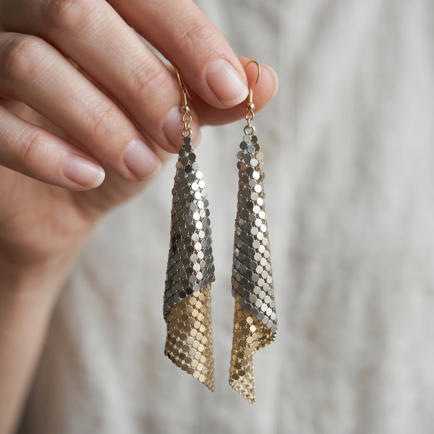 Vintage Long GloMesh Disco Mesh Earrings