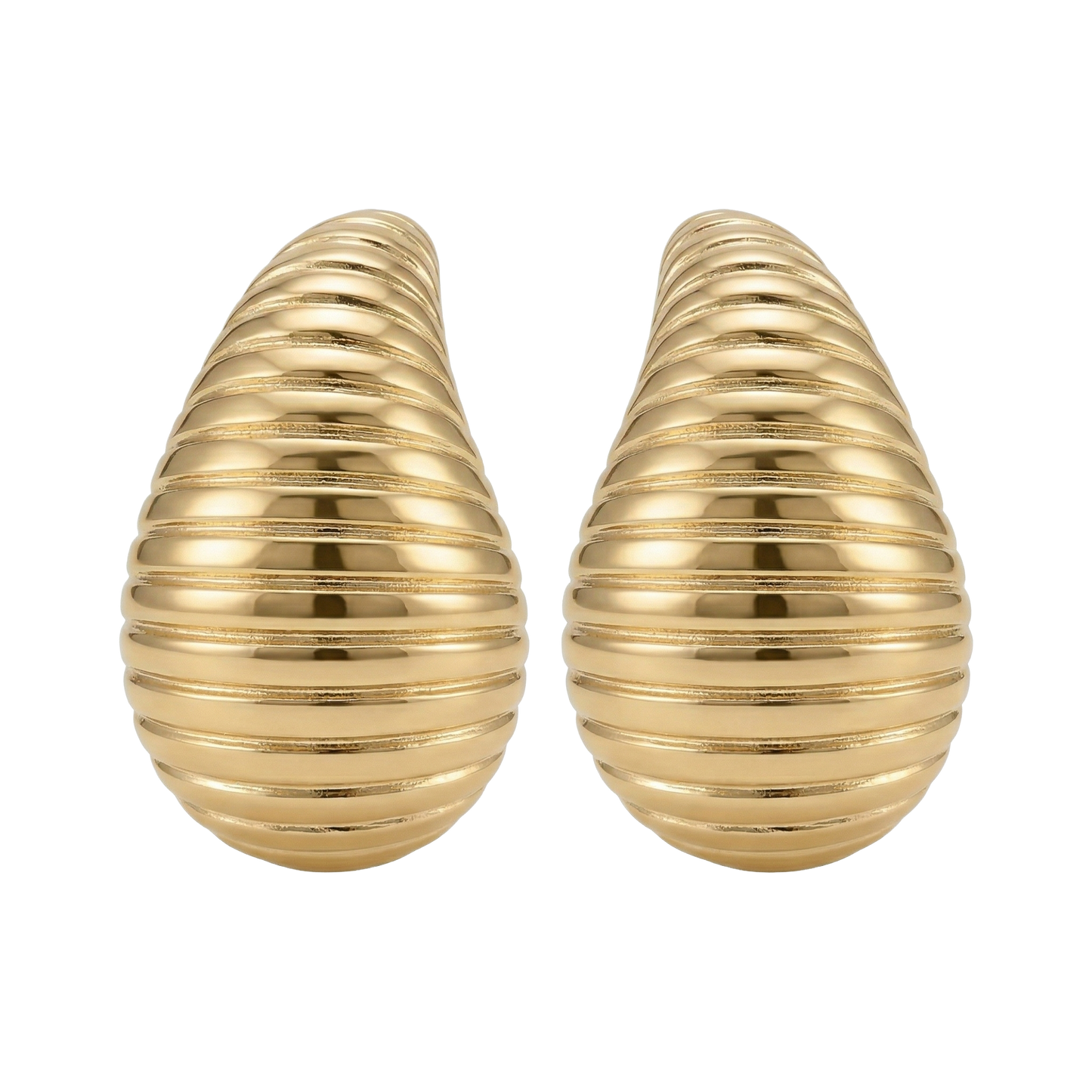Ribbed Teardrop Statement Studs