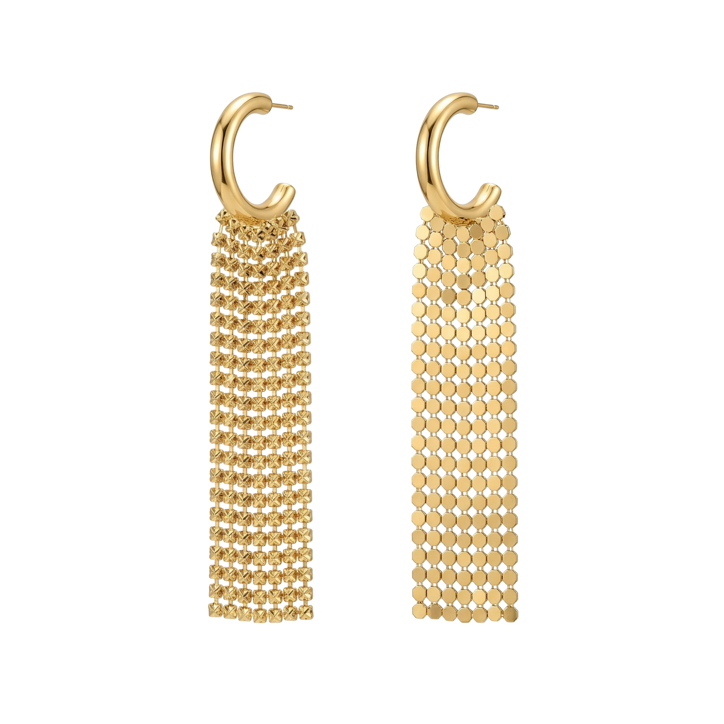 Mesh Tassel Drop Hoop Earrings