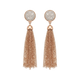 Pave Disc & Chain Tassel Drop Earrings