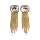 Emerald-Cut Crystal & Fringe Tassel Drop Earrings