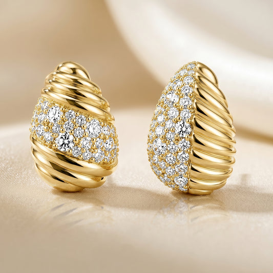 Two-Tone Ribbed Teardrop Studs